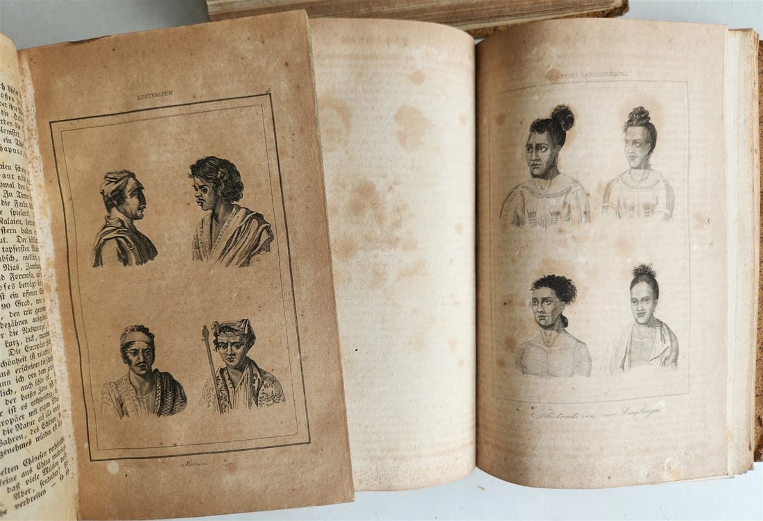 1838 TRAVELS to OCEANIA MALAYSIA POLYNESIA 3 VOLUMES antique ILLUSTRATED German - 6