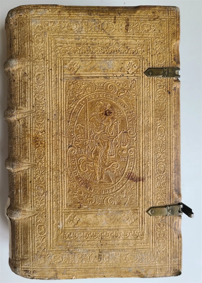 1593 EXEGETICAL WORKS by T. STAPLETON antique 16th CENTURY PLANTIN PIGSKIN BOUND - 2