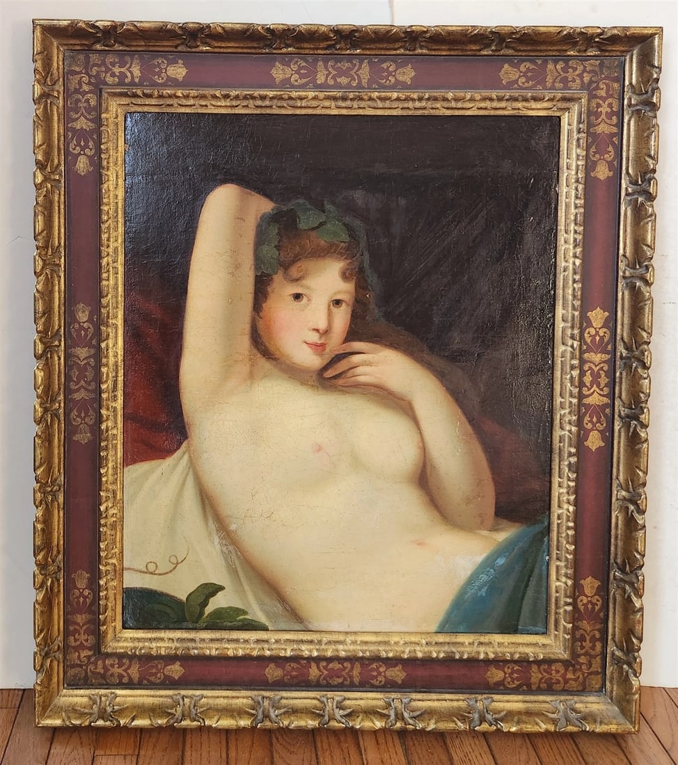 18th CENTURY OIL on CANVAS VENUS OF URBINO by FOLLOWER of TITIAN antique FRAMED - 3