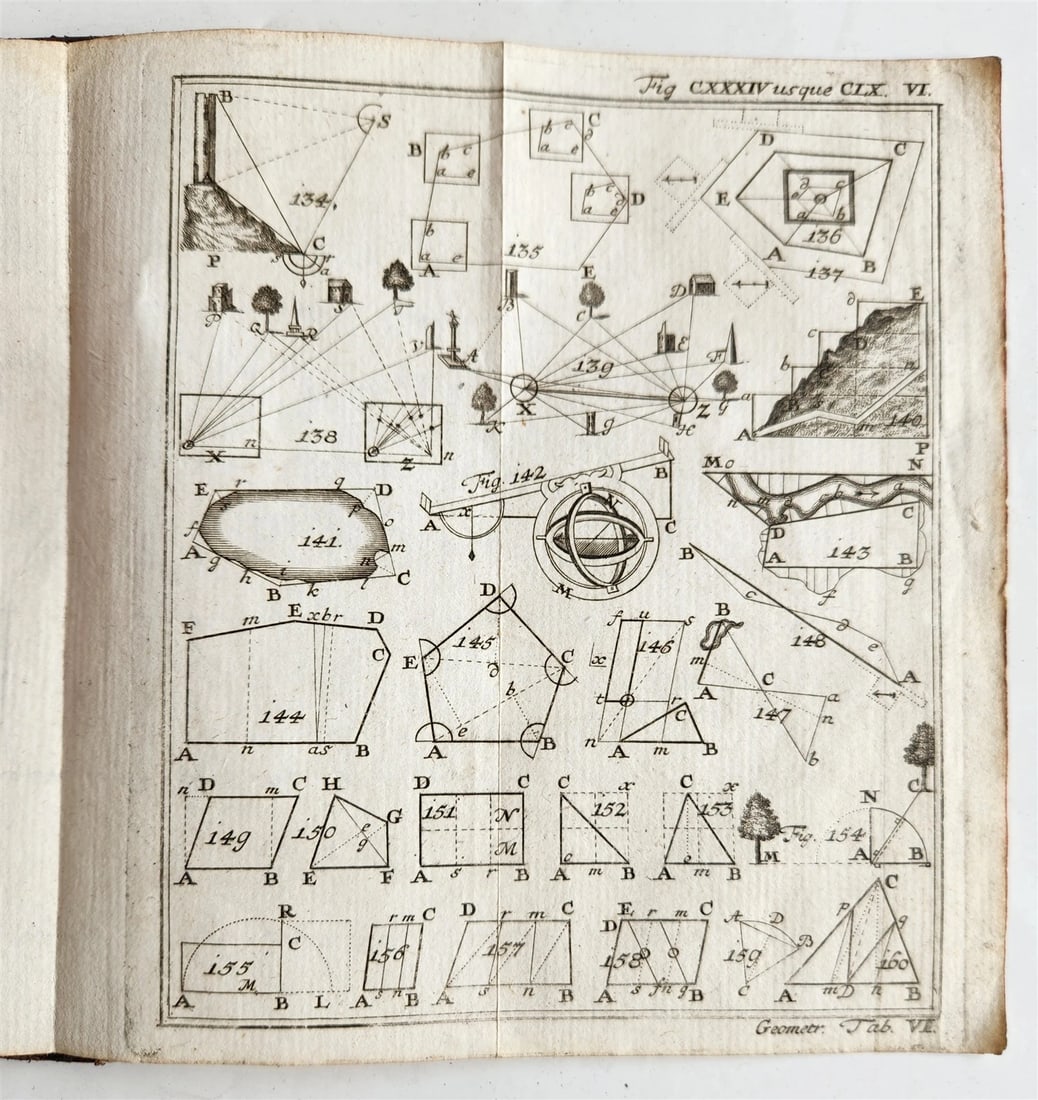 1754 GEOMETRY ILLUSTRATED Francisco Huberti ANTIQUE Institutionum Mathematicarum - 5