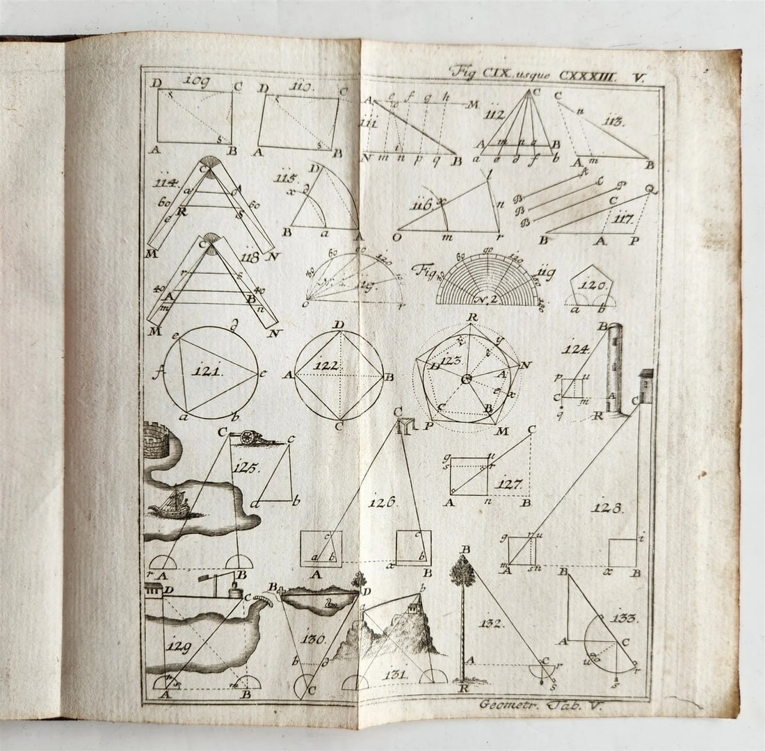 1754 GEOMETRY ILLUSTRATED Francisco Huberti ANTIQUE Institutionum Mathematicarum - 6