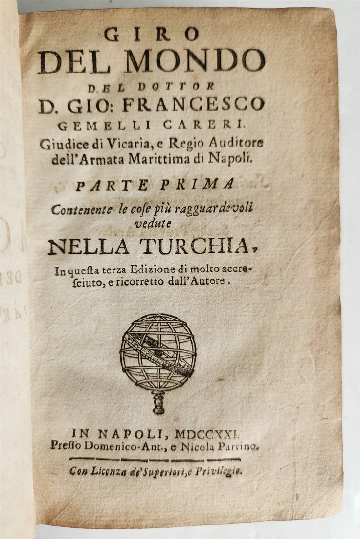 1721 TRAVELS to TURKEY by Gio. Gemelli ILLUSTRATED antique VELLUM BINDING - 4