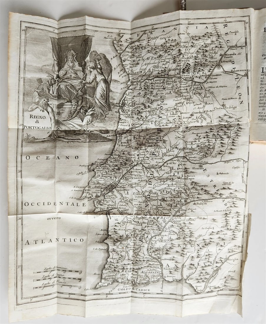 1745 HISTORY of PORTUGAL & SPAIN antique ILLUSTRATED w/ 12 ENGRAVINGS & MAP - 2