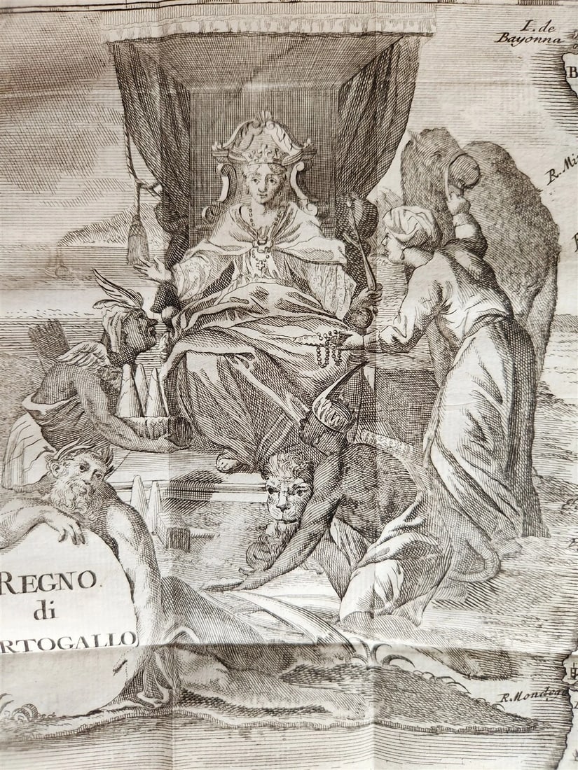 1745 HISTORY of PORTUGAL & SPAIN antique ILLUSTRATED w/ 12 ENGRAVINGS & MAP - 7