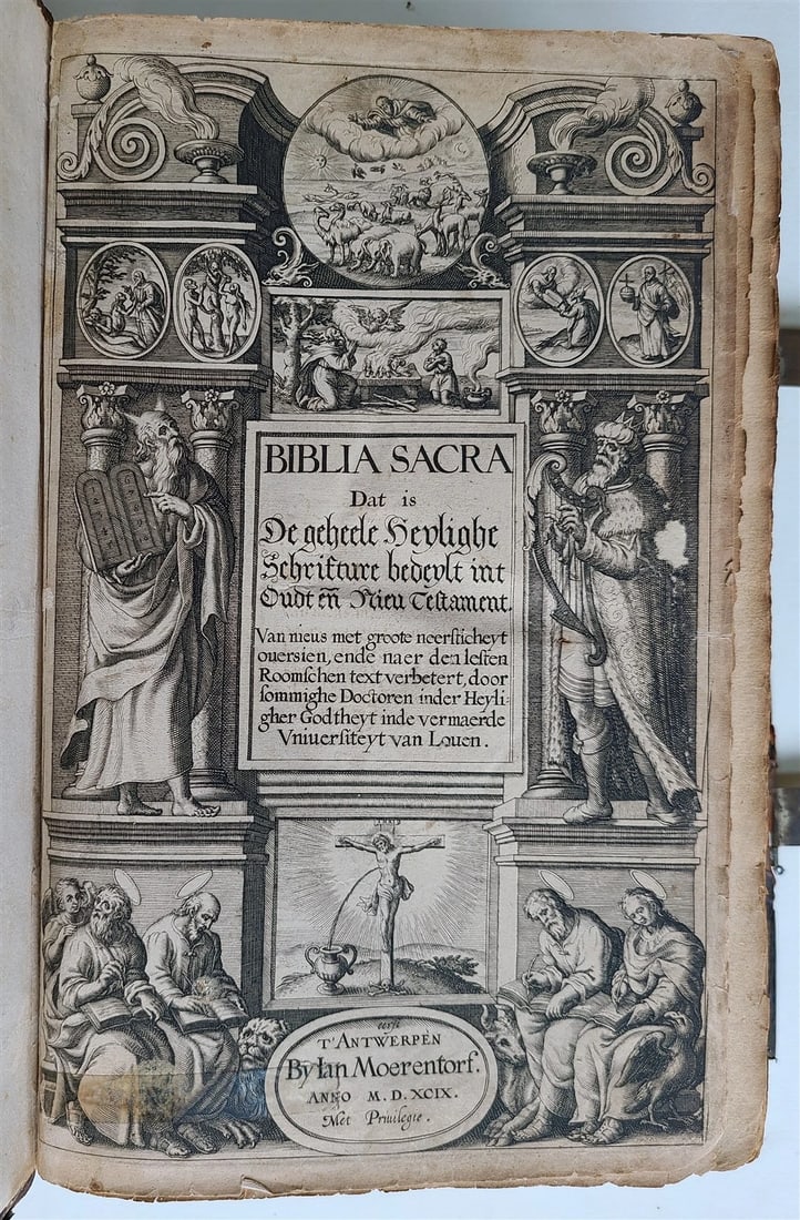 1599 BIBLE in DUTCH MOERENTORF BIBLIA SACRA FOLIO ILLUSTRATED antique 16th CENT. - 5