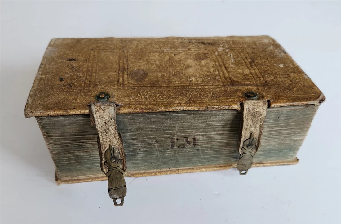 1691 Gradus ad Parnassum antique decorative PIGSKIN BINDING poetical dictionary - 6