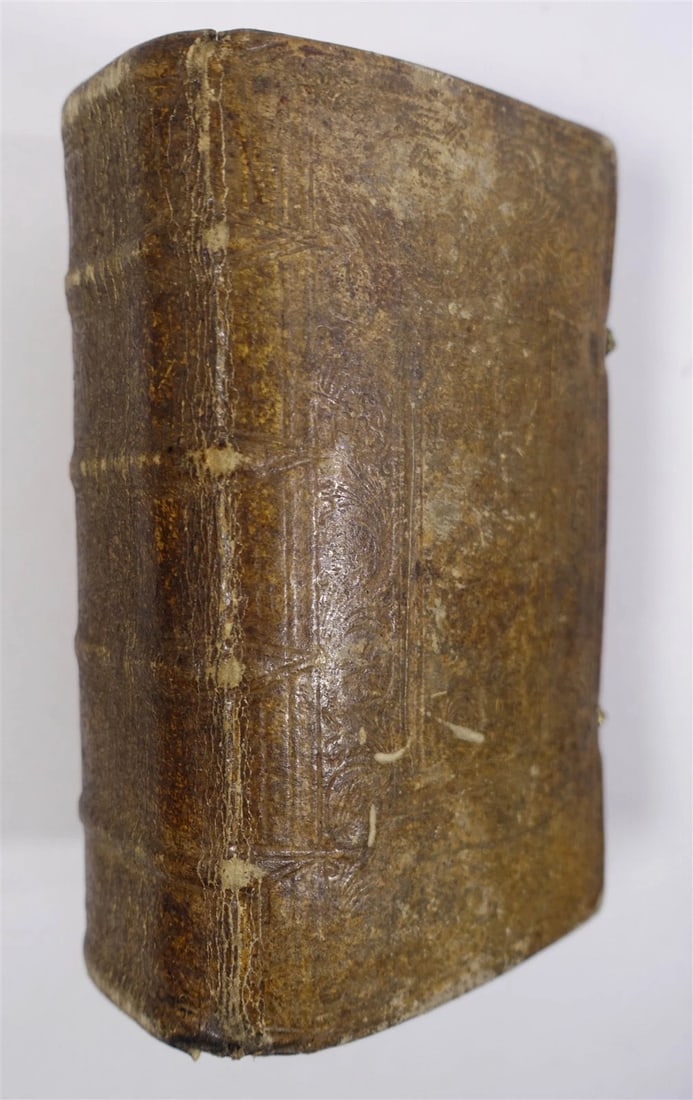 1650 PRAYER BOOK Vogler ILLUSTRATED antique DECORATIVE PIGSKIN BINDING w/ CLASPS - 3