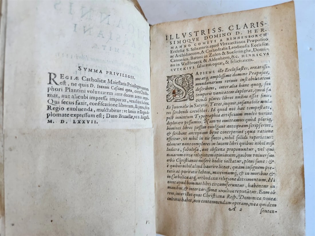 1578 WORK by JOHN CASSIAN antique VELLUM 16th CENTURY Monasticarum institutionum - 5
