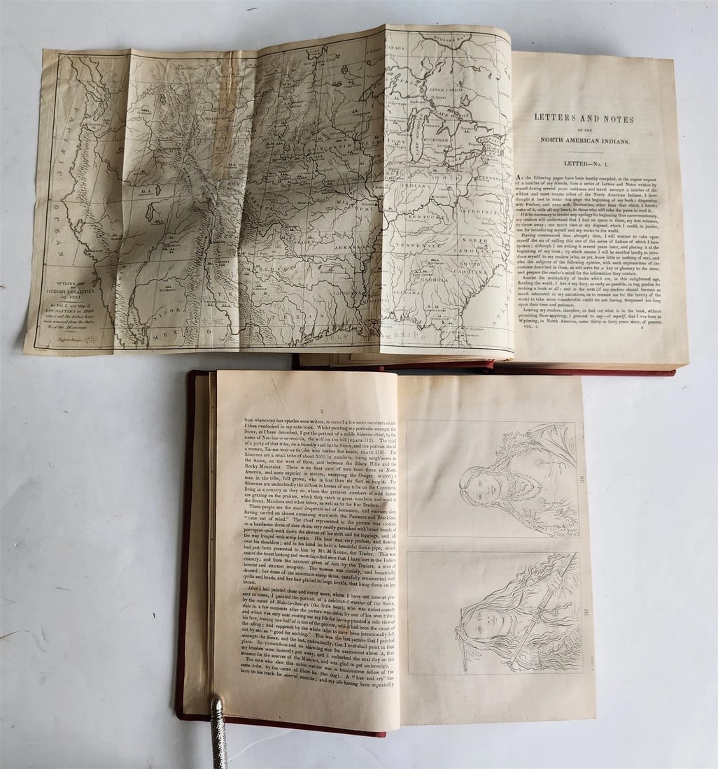 1841 MANNERS & CUSTOMS of NORTH AMERICAN INDIANS antique 2 VOLS ILLUSTRATED - 4