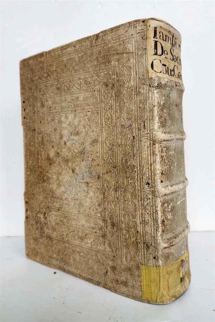 1665 THEOLOGY by Tommaso Tamburini antique PERIOD BINDING PIGSKIN w/ CLASPS - 4
