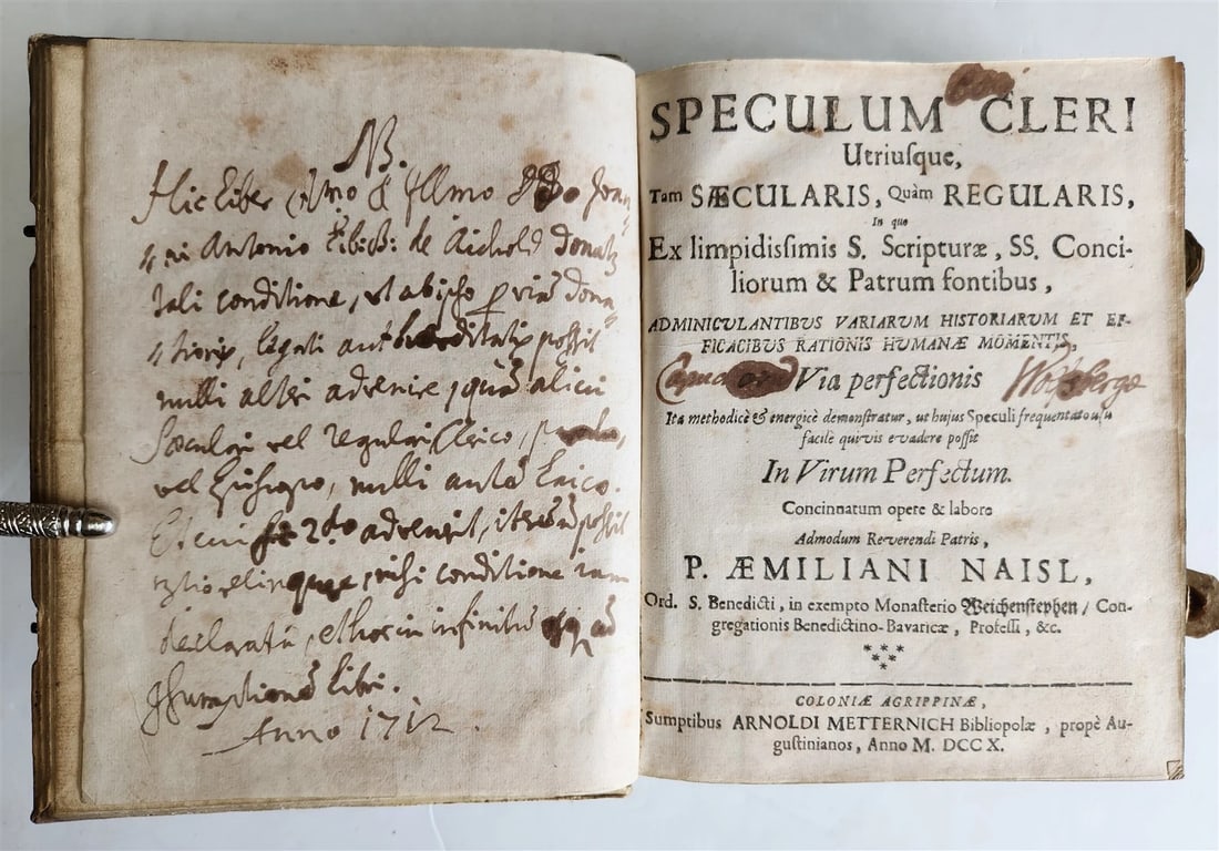 1710 THEOLOGY antique BLIND TOOLED PIGSKIN BINDING decorative - 4