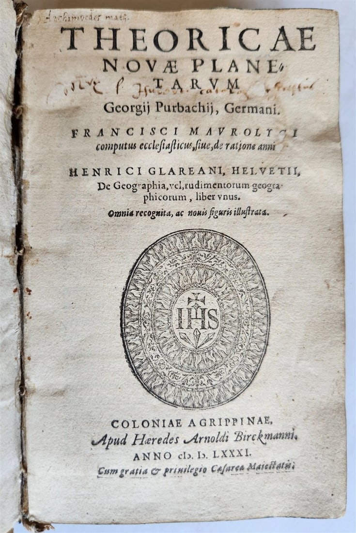 1581 ASTRONOMY Theoricae Novae Planetarum Georg PEURBACH & SACROBOSCO antique - 2