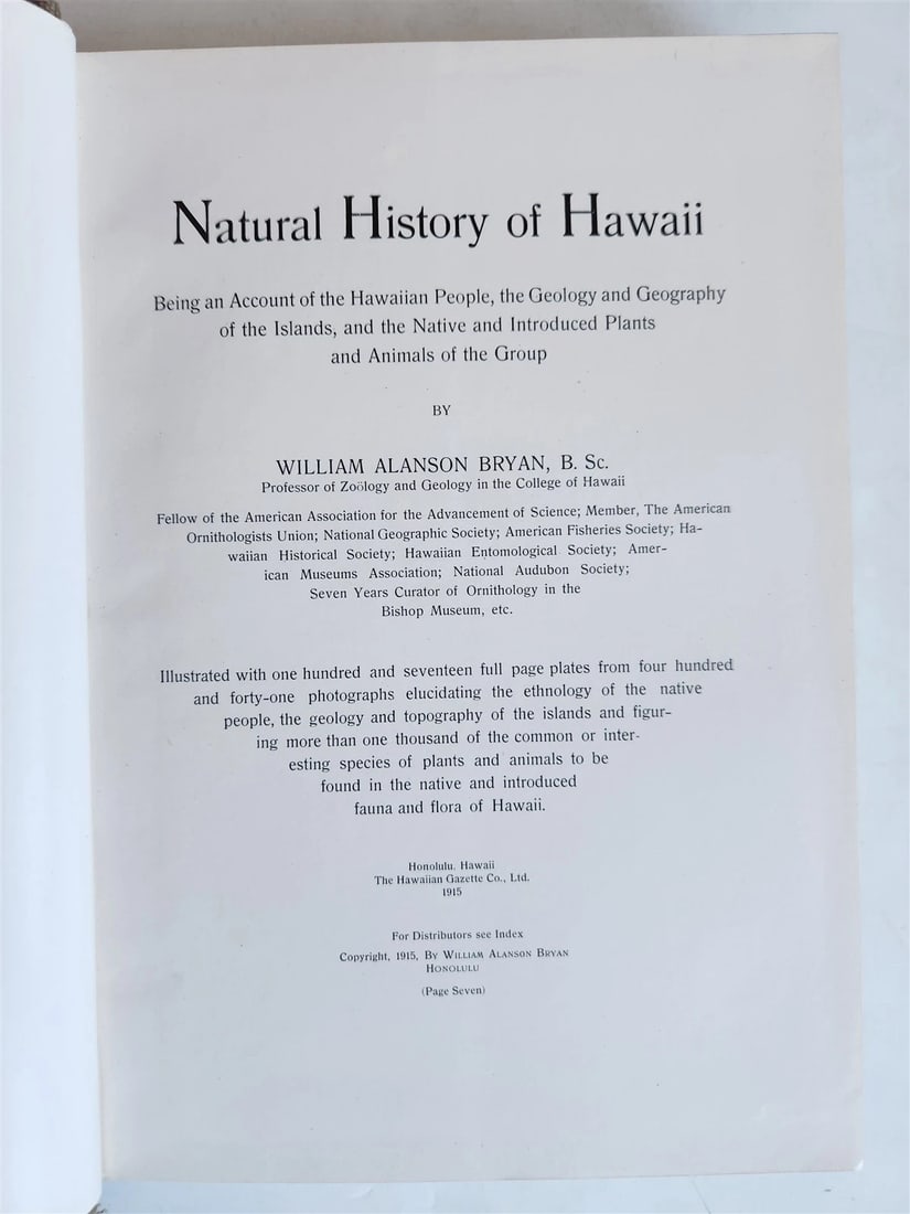 1915 NATURAL HISTORY of HAWAII antique ILLUSTRATED - 3