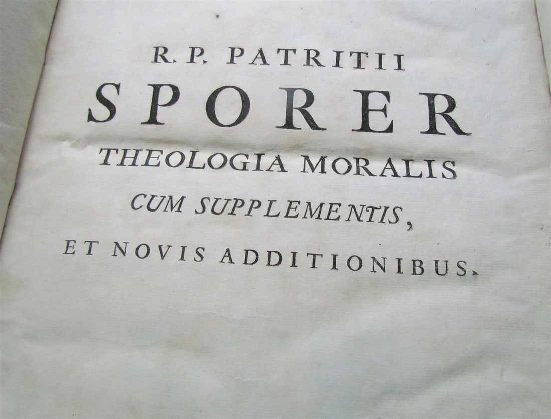 1731 VELLUM BINDING FOLIO PATRITII SPORER THELOLOGIA ANTIQUE - 4