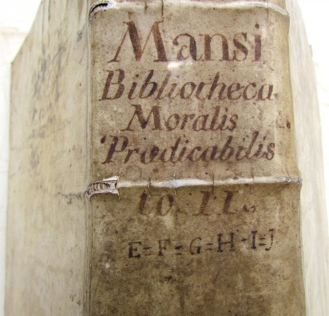 1703 VELLUM BINDING MASSIVE FOLIO Bibliotheca moralis by Josephi Mansi antique - 3