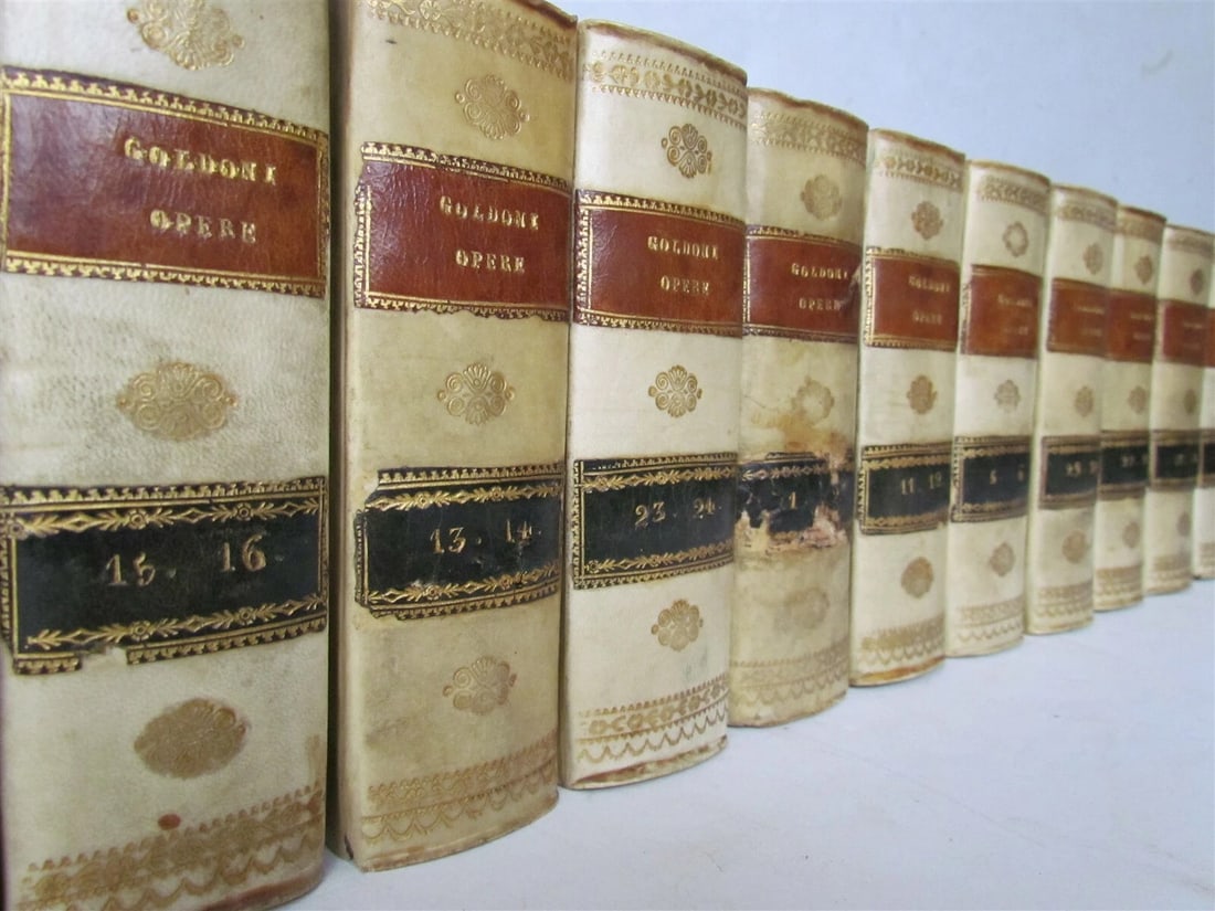 1827-31 15 volumes ITALIAN THEATRE PLAYS antique decorative VELLUM SPINES - 4