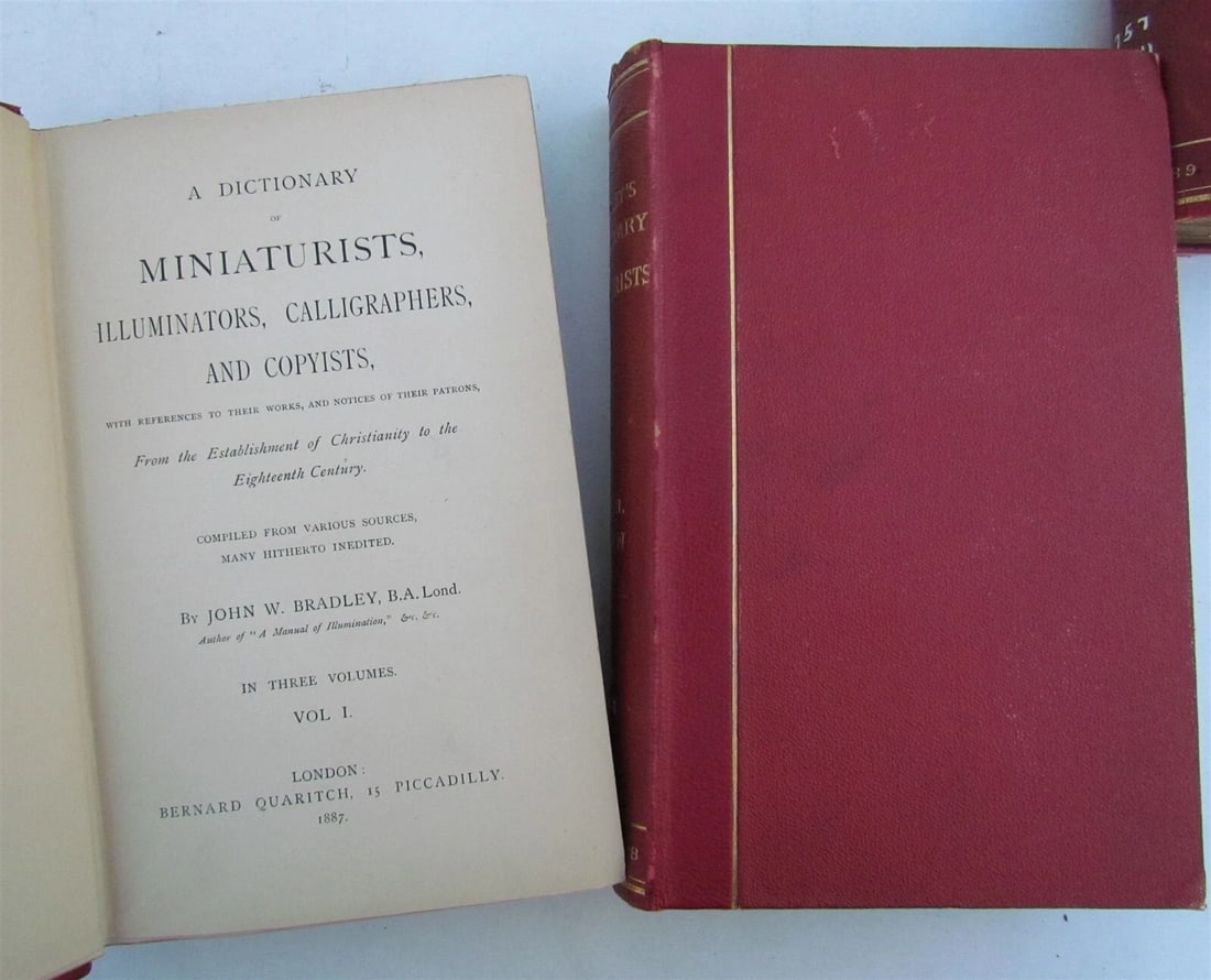 1887 BRADLEY'S DICTIONARY OF MINIATURISTS 3 volumes in English ANTIQUE - 3