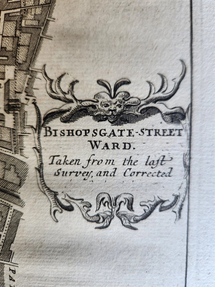 1754 MAP of LONDON antique BISHOPGATE STREET WARD - 4