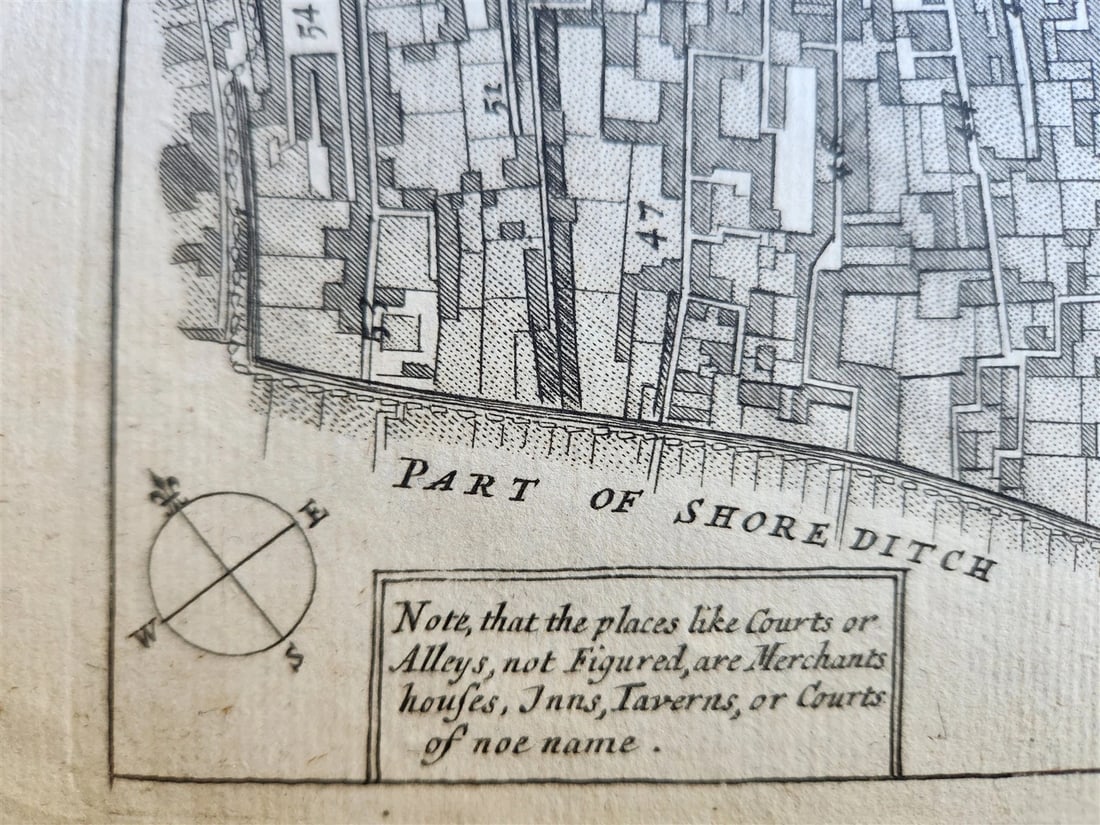 1754 MAP of LONDON antique BISHOPGATE STREET WARD - 7