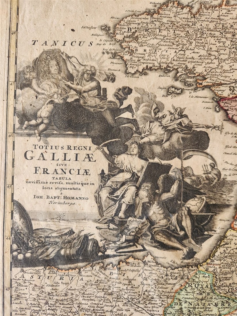 1720 FRANCE antique MAP Totius Regni Galliae sive Franciae Tabula JOHANN HOMANN - 3