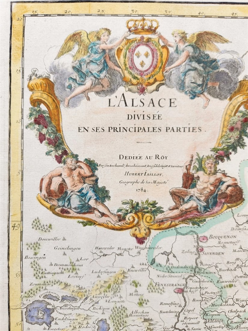 1707 ALSACE FRANCE antique MAP L'Alsace divisÃ©e en ses principales parties - 3