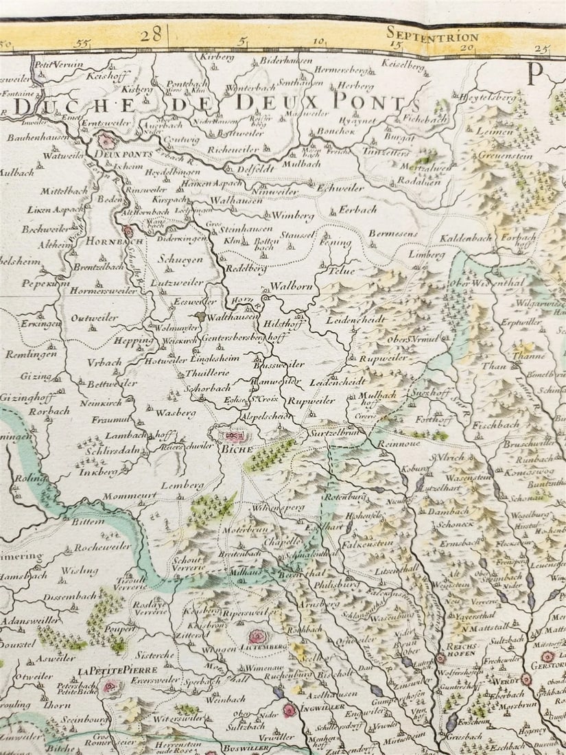 1707 ALSACE FRANCE antique MAP L'Alsace divisÃ©e en ses principales parties - 4