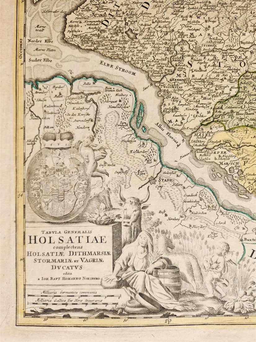 1730 HOLSTEIN GERMANY antique MAP TABULA GENERALIS HOLSATIAE by JOHANN B. HOMANN - 3