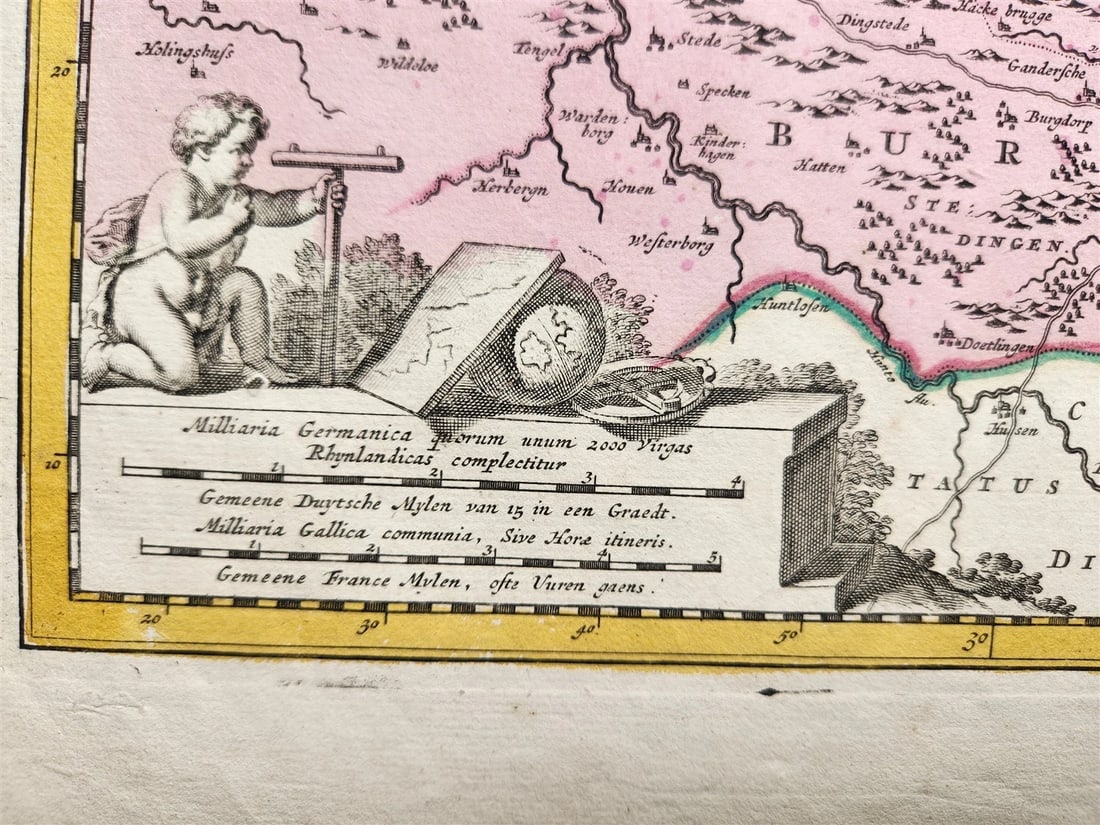 1720s GERMANY BREMAE et FERDAE antique Nicolaum Visscher MAP by PETER SHENK Jr. - 5