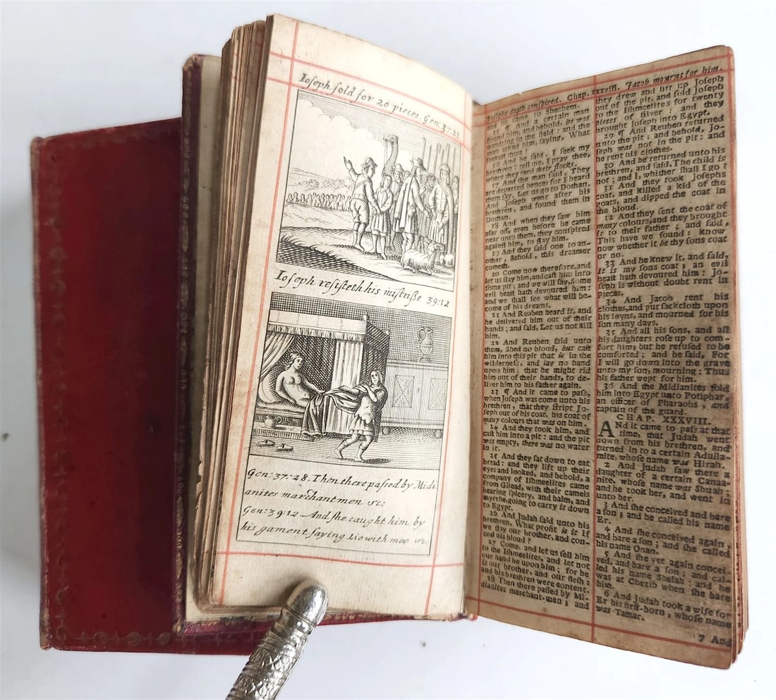 1684 BIBLE in ENGLISH ILLUSTRATED w/89 PLATES 2 VOLS OLD & NEW TESTAMENT antique - 7