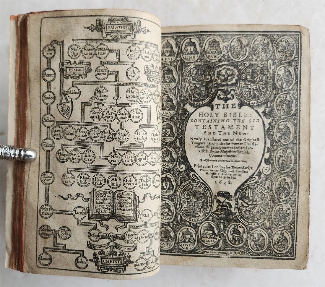 1638 BIBLE in ENGLISH OLD & NEW TESTAMENT by ROBERT BARKER antique w/PSALMS - 3