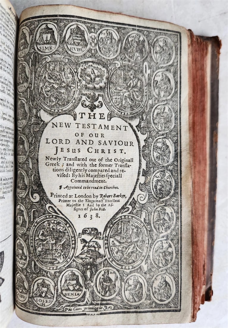 1638 BIBLE in ENGLISH OLD & NEW TESTAMENT by ROBERT BARKER antique w/PSALMS - 4
