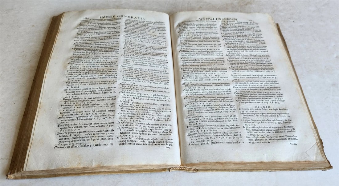 1720s LAW BOOK INDEX GENERALIS CONCLUSIONUM antique VELLUM BOUND FOLIO Vol. II - 6