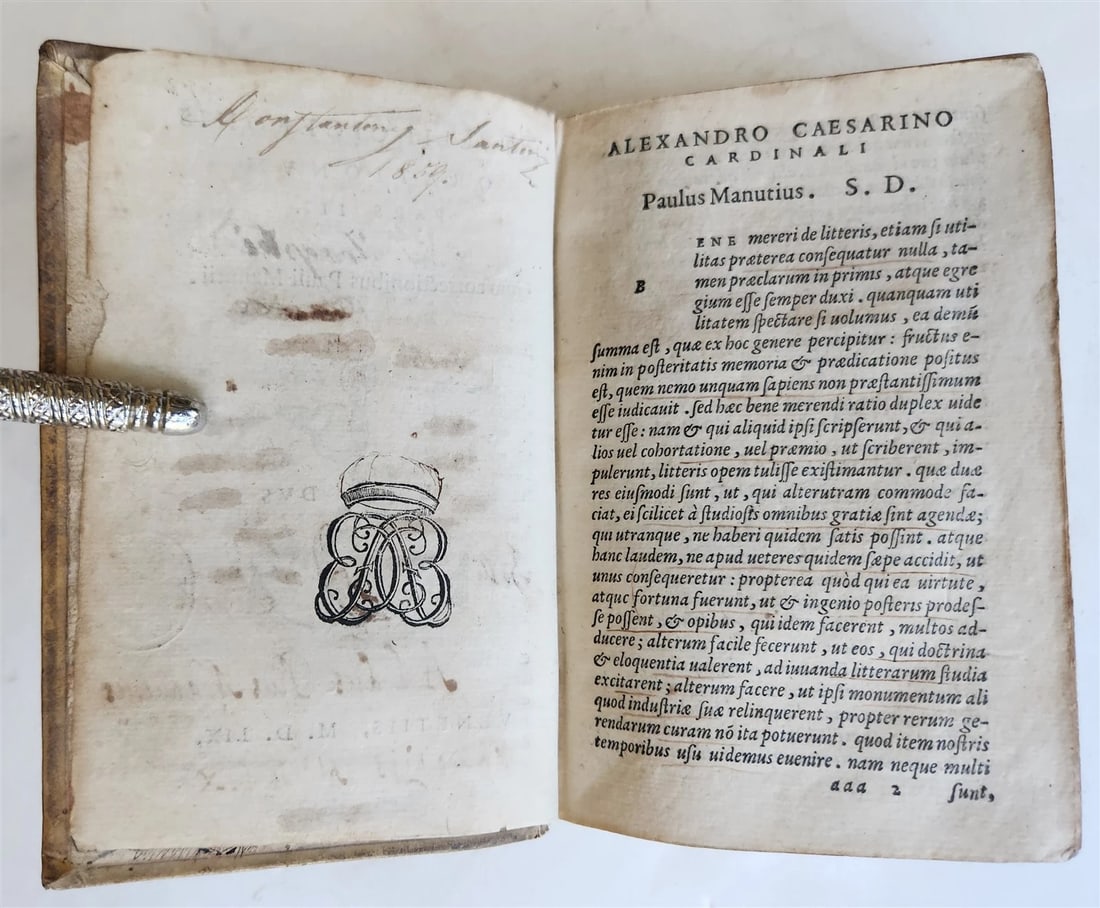1559 ALDUS PRESS CICERO edited by Paolo Manuzio antique VELLUM 16th CENT. Aldine - 7