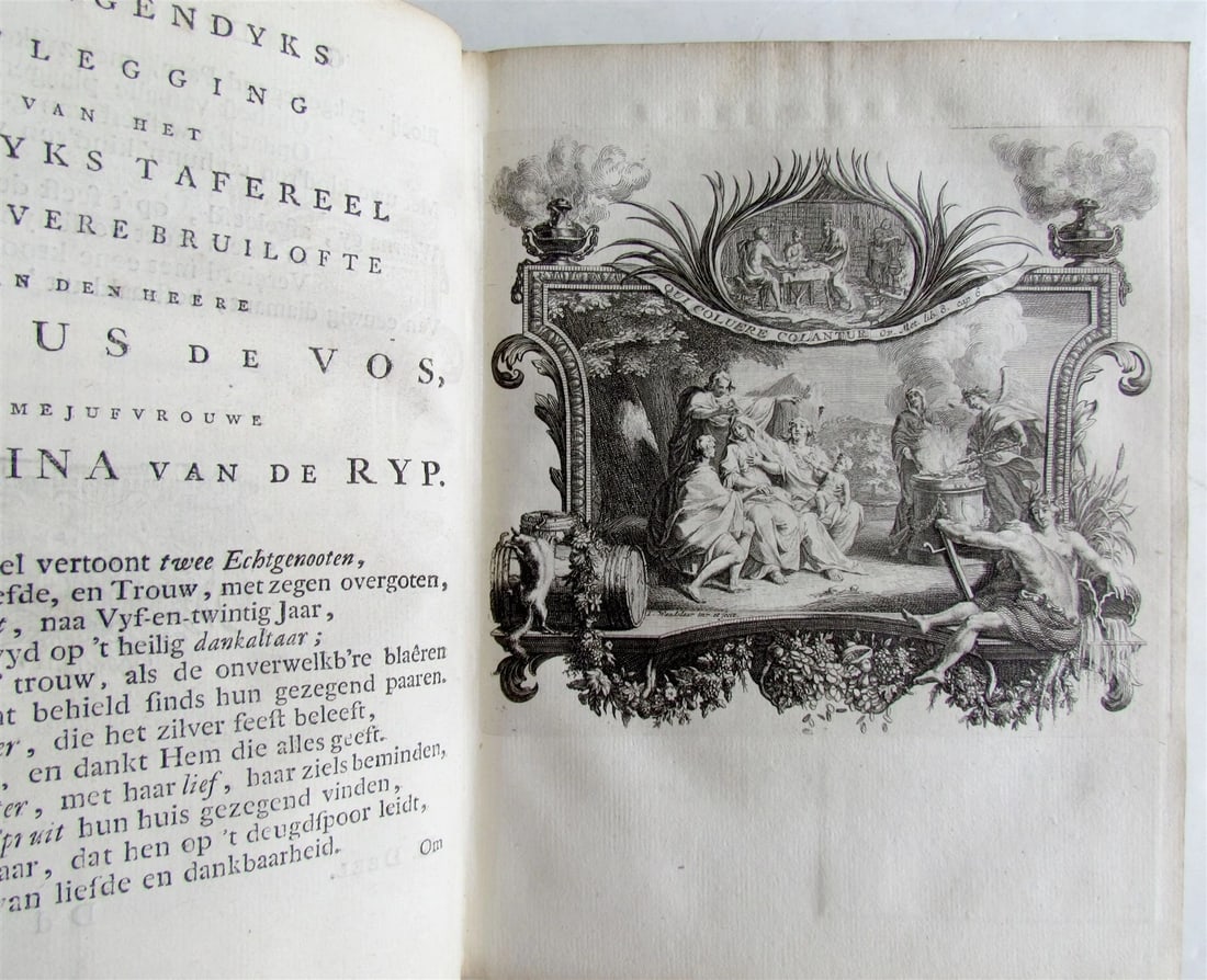 1751 3 VOLUMES VELLUM BOUND in DUTCH P. LANGENDIJK ANTIQUE w/ ENGRAVINGS - 3