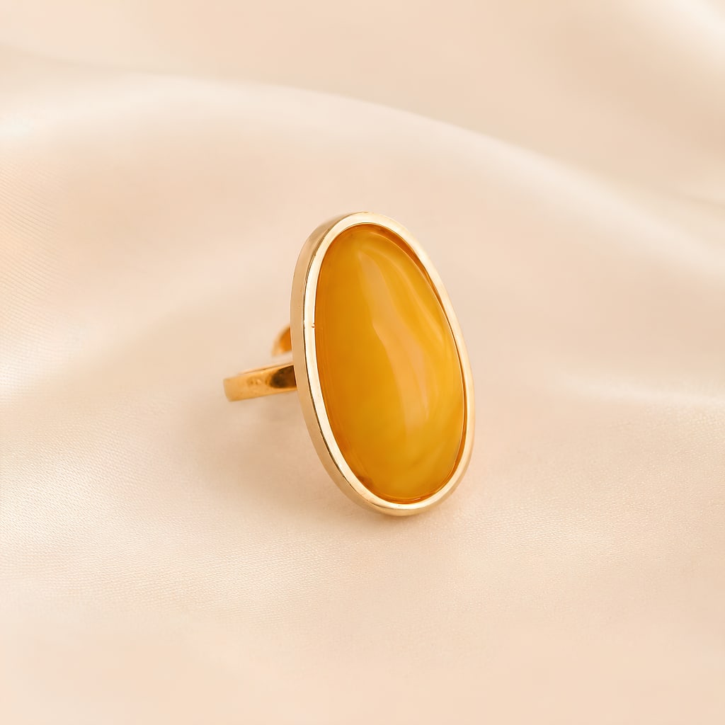 Butterscotch Amber Ring in Gold Plated Sterling Silver (1 of 8)