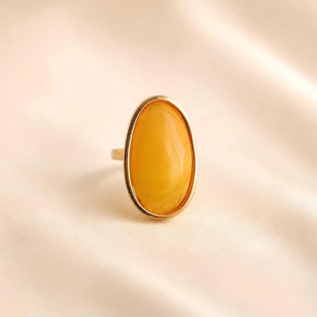 Butterscotch Amber Ring in Gold Plated Sterling Silver - 3