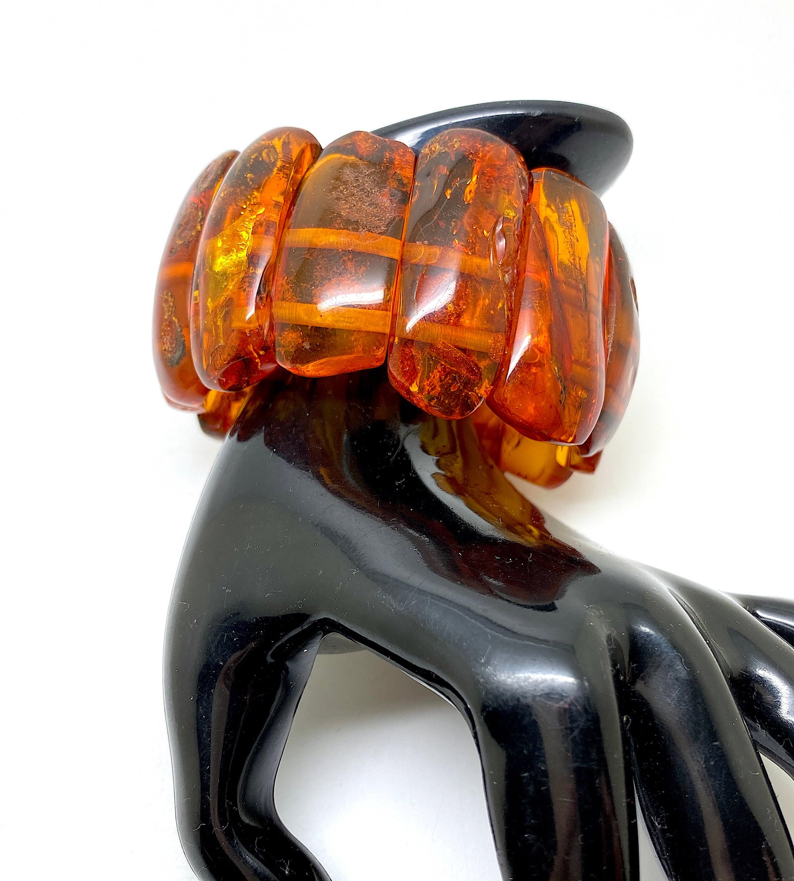 Extraordinary Vintage cut Amber bracalet - 11