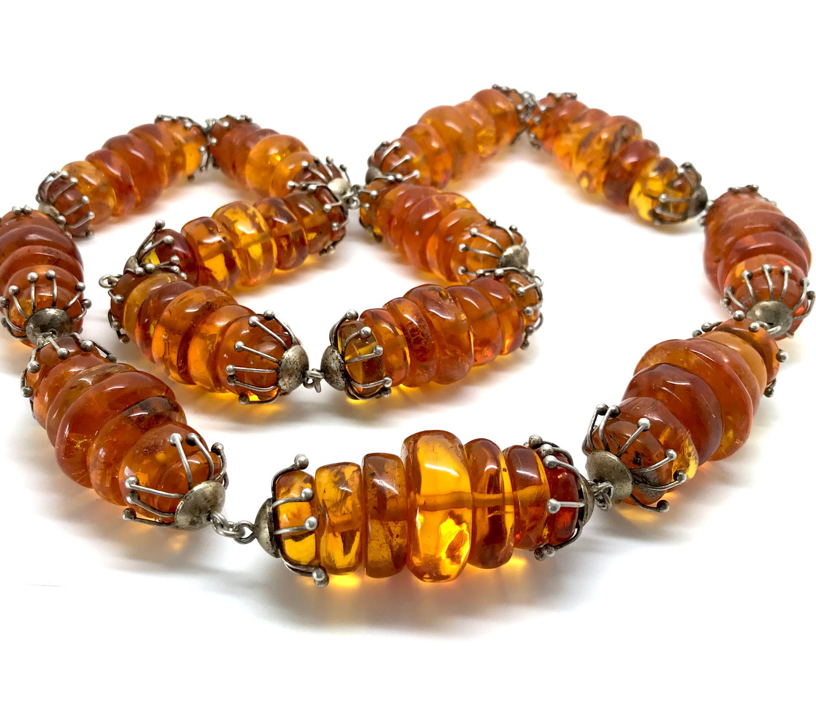 Stunning Vintage Amber Necklace made from Oval shaped Amber beads - 5