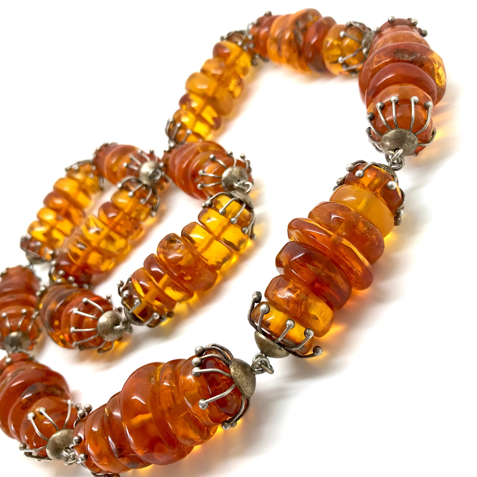 Stunning Vintage Amber Necklace made from Oval shaped Amber beads - 6
