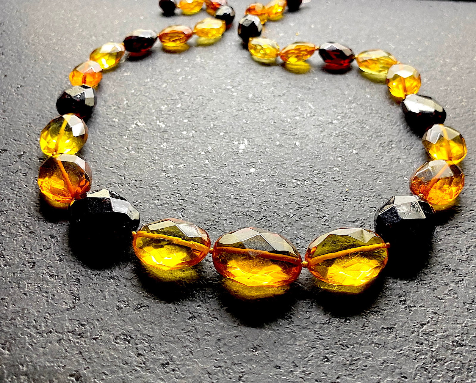 Stunning Amber Necklace made from Faceted Amber beads - 6