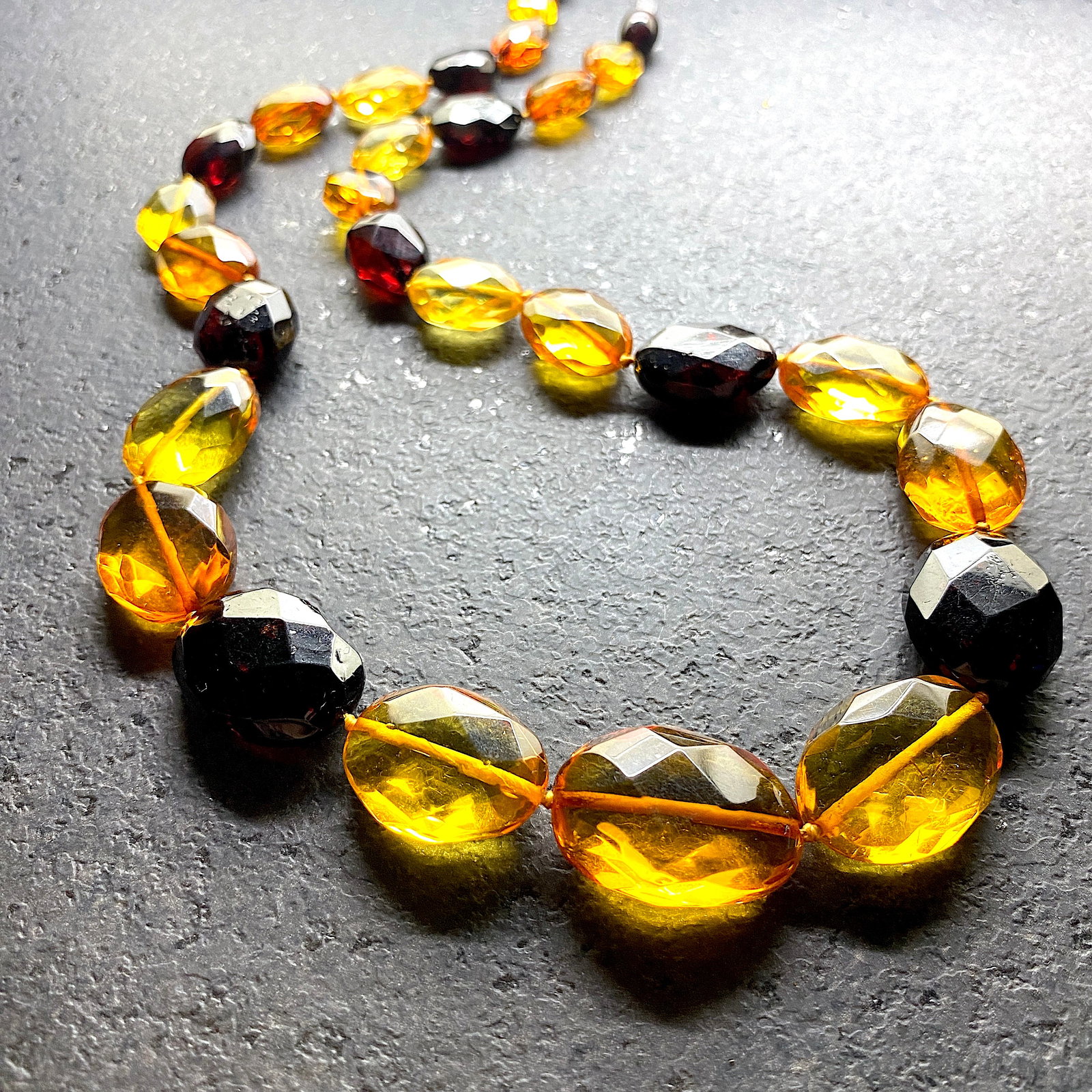 Stunning Amber Necklace made from Faceted Amber beads - 7