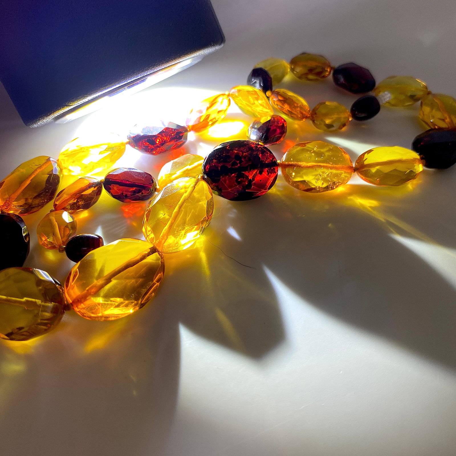 Stunning Amber Necklace made from Faceted Amber beads - 8