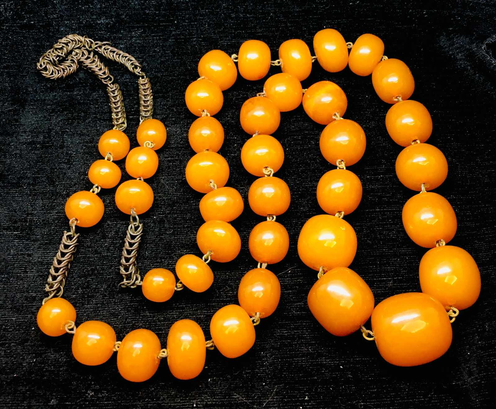 Beautiful Unique Antique Amber Necklace made from Barrel shaped Amber beads (1 of 6)