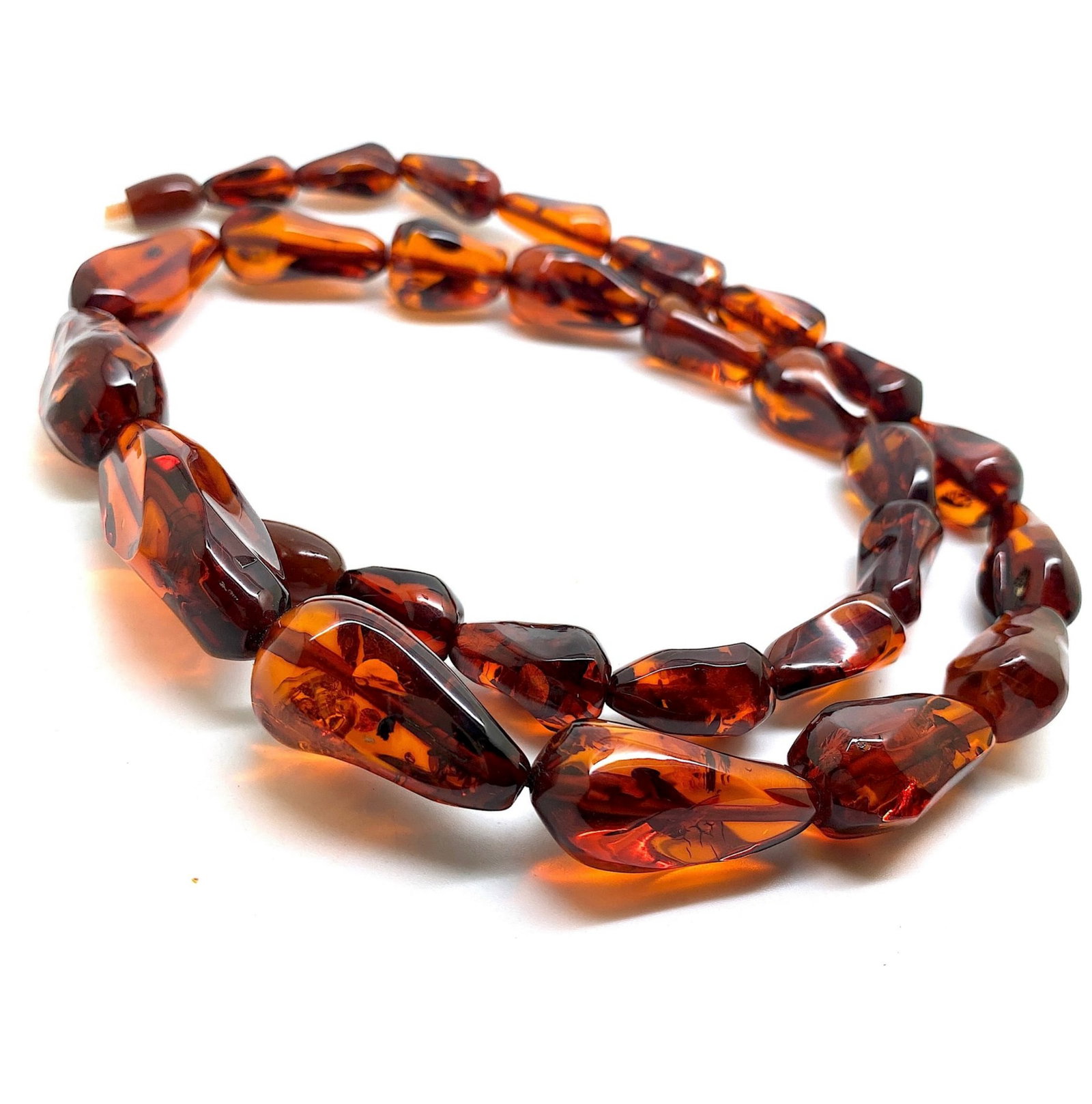 Alluring Vintage Amber Necklace made from Hand Carved Amber beads - 6