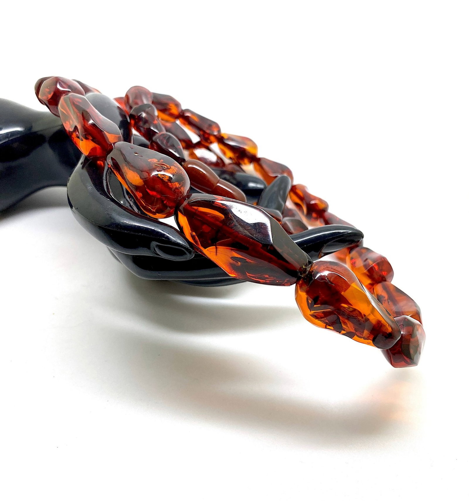 Alluring Vintage Amber Necklace made from Hand Carved Amber beads - 7