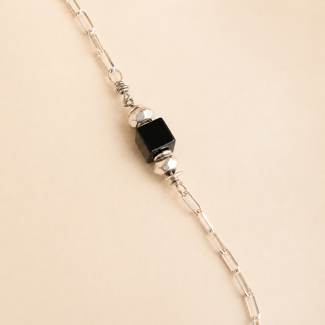Raven Skull Necklace With Black Onyx and Labradorite - 4