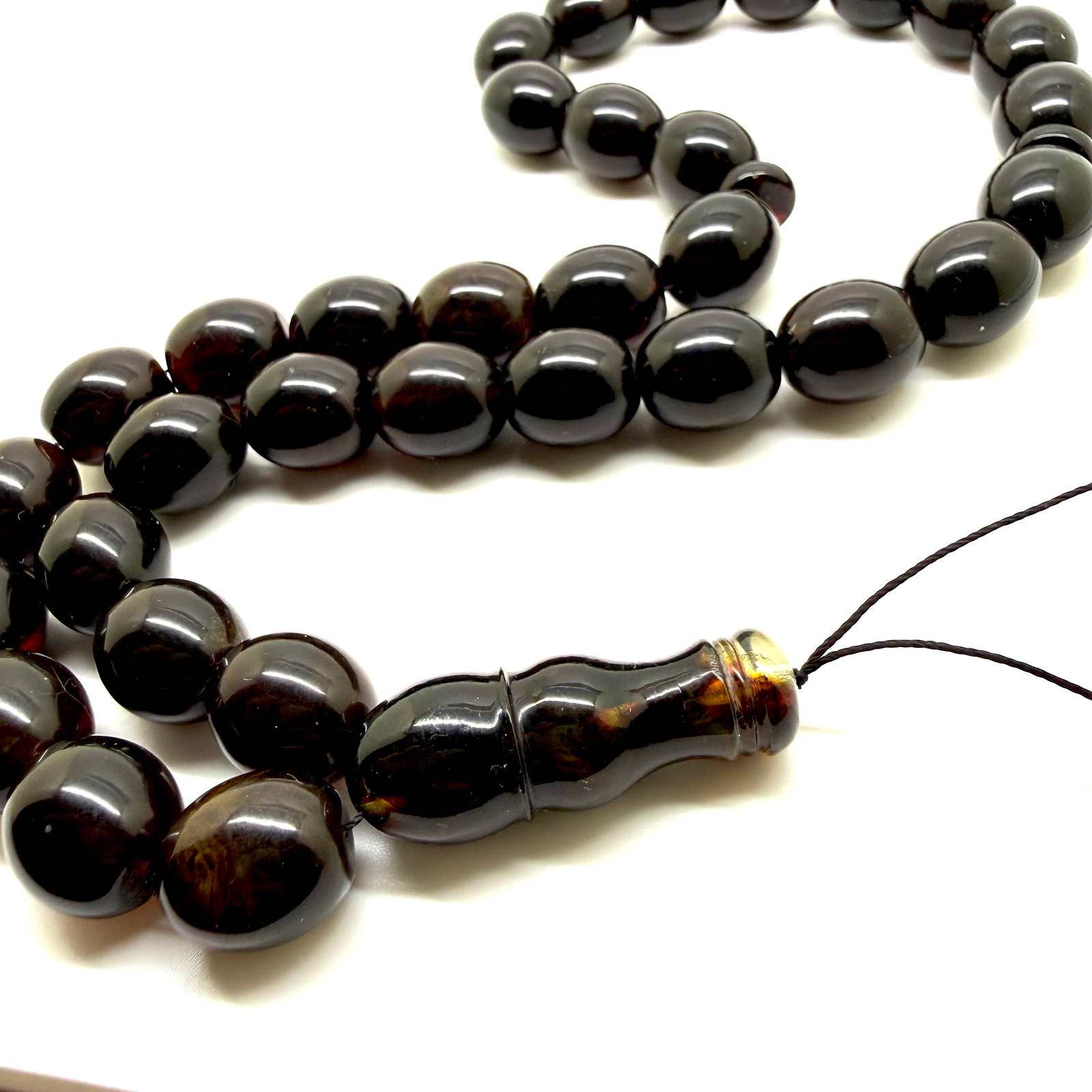 Remarkable Amber Tesbih made from Olive Amber beads - 7