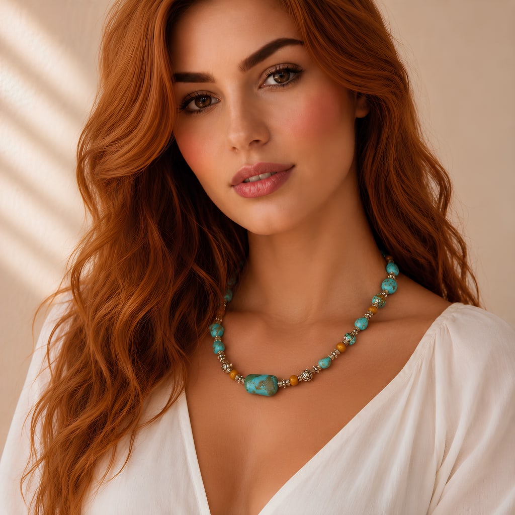 Western Necklace with Tibetan Silver - 2