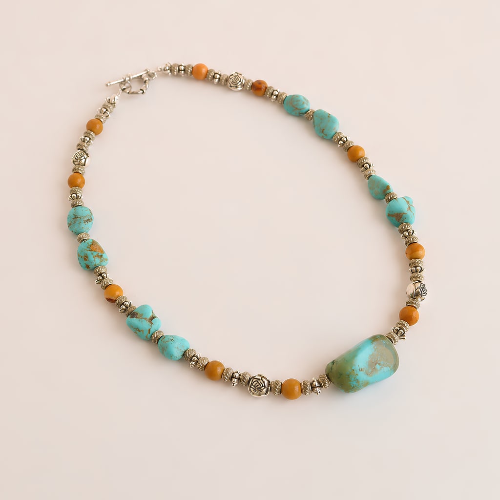 Western Necklace with Tibetan Silver - 5