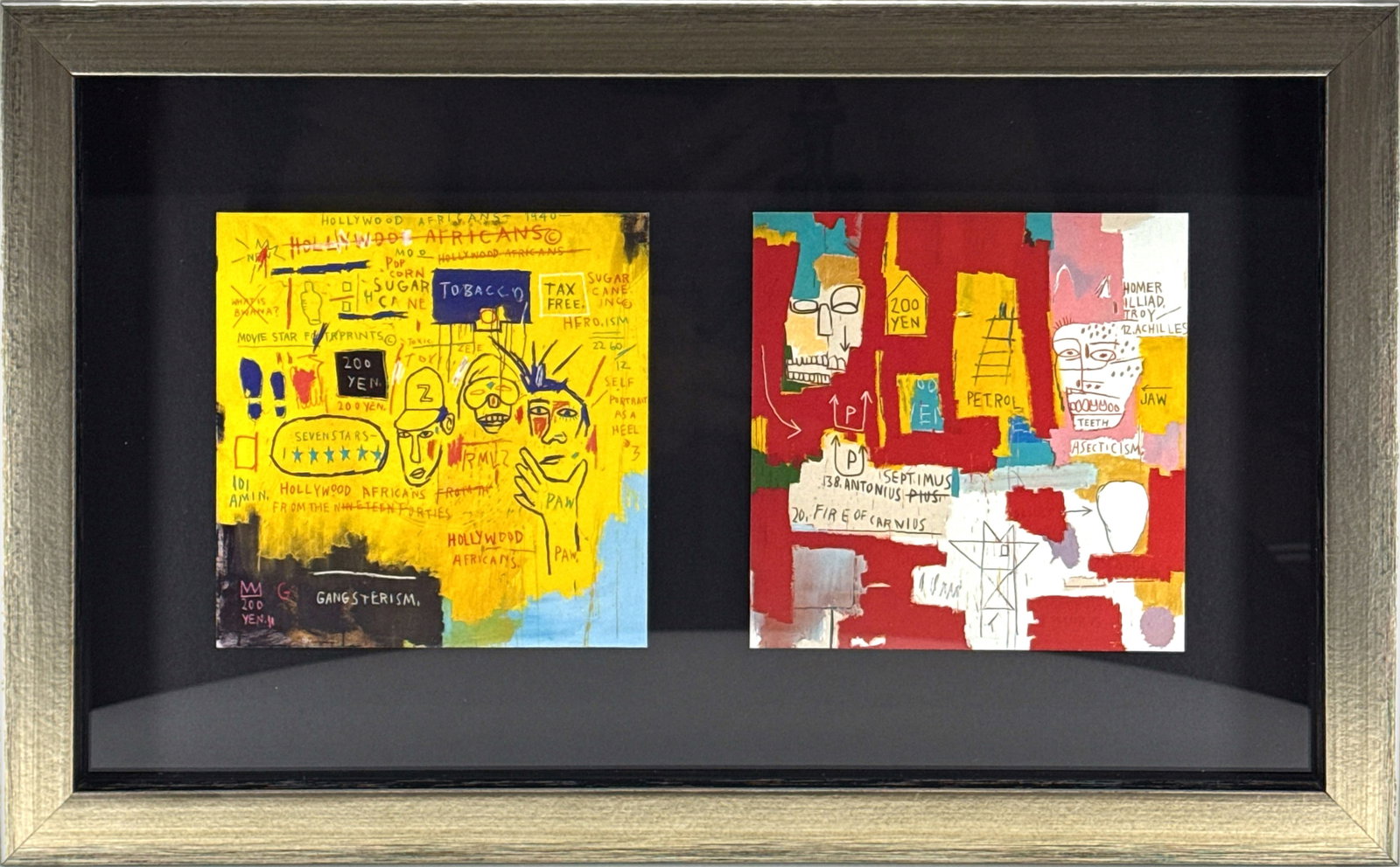 Jean-Michel Basquiat - Hollywood Africans and Dos Cabezas 2 - Offset Lithograph 8.75" x 14.25": Title: Jean-Michel Basquiat - Hollywood Africans and Dos Cabezas 2 - Offset Lithograph 8.75" x 14.25" Description: "Hollywood Africans and Dos Cabezas 2" by Jean-Michel Basquiat, Unsigned Offset Litho